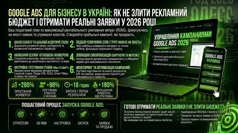 Google Ads для бізнесу в Україні: як не злити рекламний бюджет і отримати реальні заявки у 2026 році | Loginov-IT, Google Ads для бізнесу Україна 2026, контекстна реклама Google Ads Україна, налаштування Google Ads Україна, реклама в Google Україна, Performance Max 2026, Google Shopping Україна, вартість реклами Google Україна, ведення Google Ads Україна