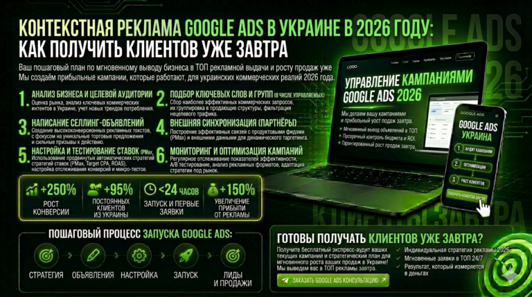 Контекстная реклама Google Ads в Украине 2026 | Настройка и ведение | Loginov-IT, контекстная реклама Google Ads Украина 2026, настройка Google Ads Украина, Google Ads агентство Украина, реклама в Google Украина, Performance Max 2026, Google Shopping Украина, стоимость рекламы Google Украина, ведение Google Ads